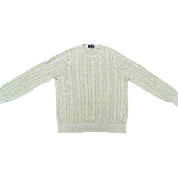 BROOKS BROTHERS "ITALIAN YARN" XL Tan Cable Knit PLZ READ!!!!,Old Money,Preppy - Picture 1 of 9